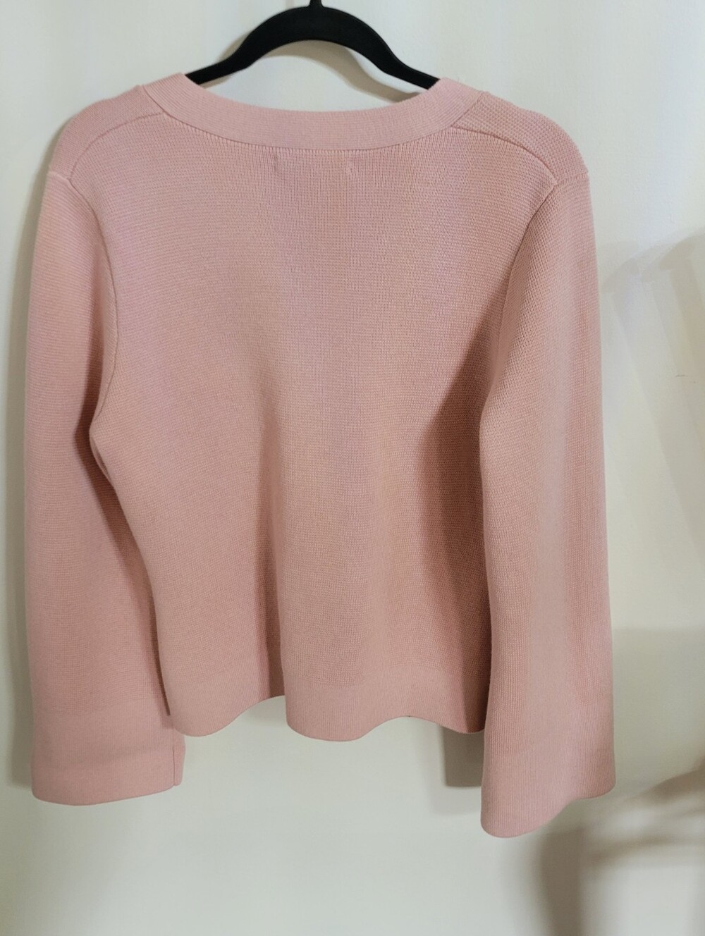 Banana Republic Larkspur Pink Cotton-Silk Flare-Sleeve Cardigan, Size L - Picture 4 of 8